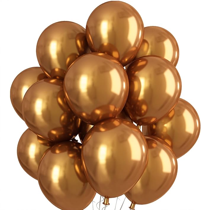 Chrome Gold Balloons 12 Inch, Double-Layered Metallic Light Gold Balloons by KEPMOV