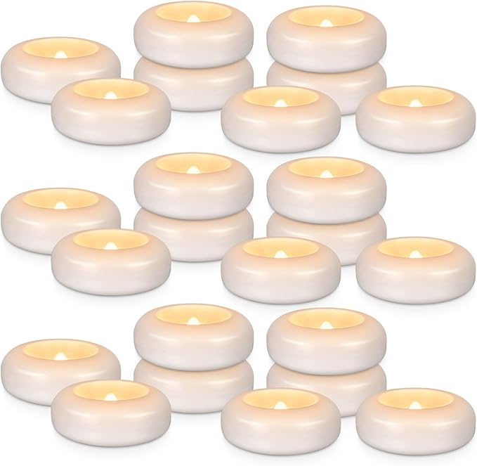 24Pack Waterproof Flameless Floating Tealights, 120+Hour Warm White Battery - Image 9