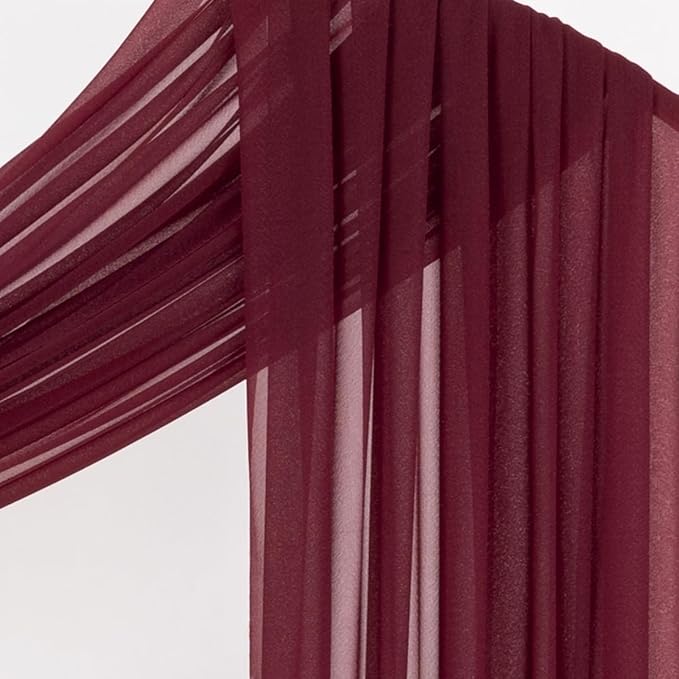 Socomi Wedding Arch Draping Fabric 29" x 20Ft 4 Panels Burgundy Sheer Outdoor - Image 5