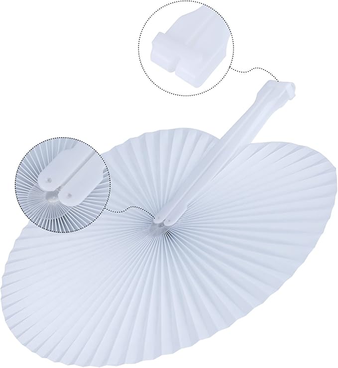Pangda 24 Pack Folding Fans Round Paper Fans Assortment - Image 3