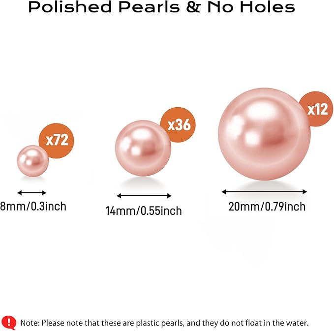 120 PCS 8/14/20mm No Hole Polish Pearl Beads - Image 2
