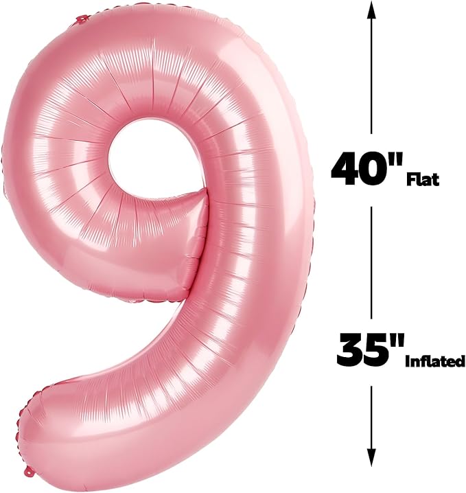 Big Pearlescent Pink 40 Inch 9 Balloon Number, Jumbo Giant 9th 19 29 39 49 99 - Image 2