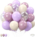 Purple and White Balloons, 12 Inch Pastel Purple Beige Cream White Clear Latex by BIAPIAN