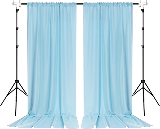 MYSKY HOME 10ft x 7ft Light Blue Backdrop Curtains - Image 8