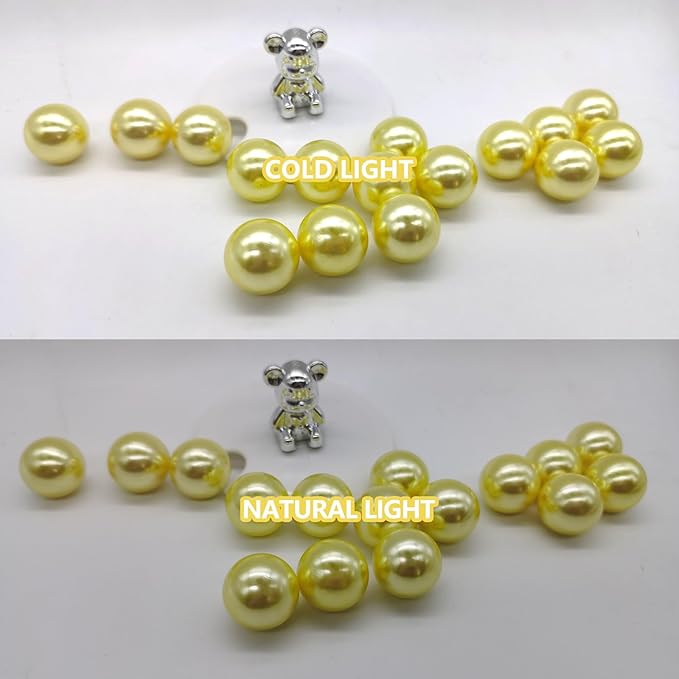 100PCS Yellow Faux Pearls Beads - Image 3