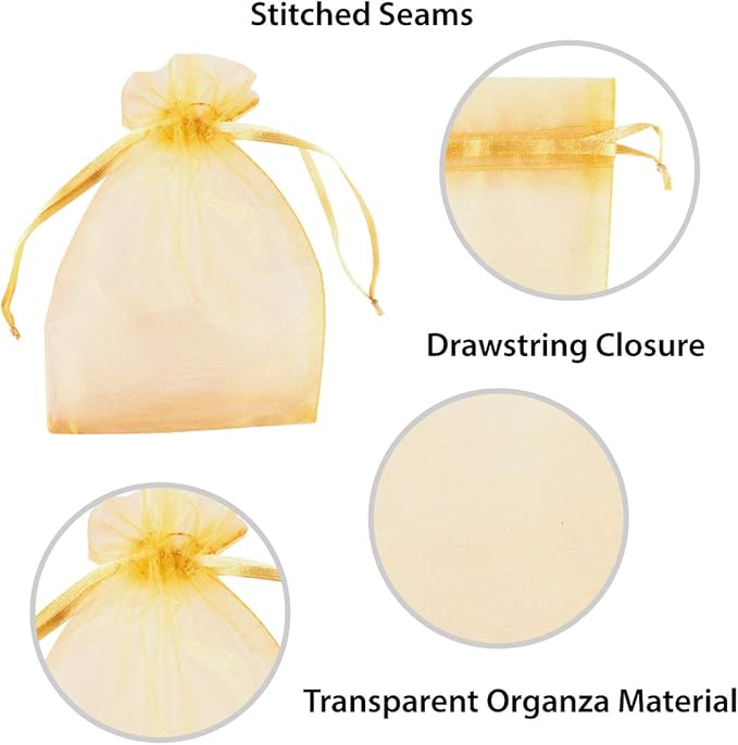 Super Z Outlet 100 Pack 5x7 Inch Mini Sheer Drawstring Organza Transparent Bags - Image 4