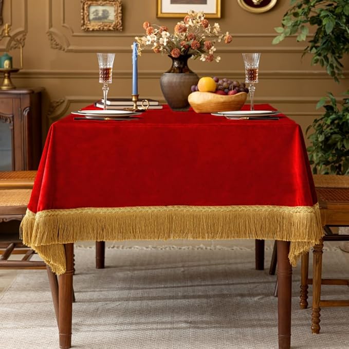 F-CHU Small Square Tablecloth 36 x 36 Inch Velvet Christmas Table Cloth Solid - Image 6