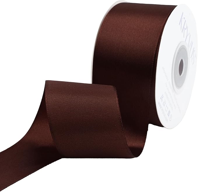 Dark Brown Satin Ribbon 1-1/2 inch X Continuous 25 Yards, Single Face Polyester by Kryvusribbon