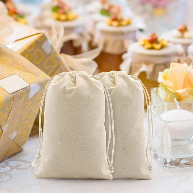 gobyhumm 20 Pieces Muslin Bags Cotton Drawstring Bags Sachet Bag - Image 5