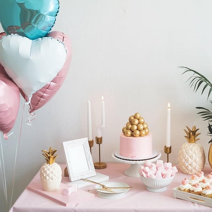 Pink Blue Heart Balloons, 18 Inch Nude White Blue Heart Shape Balloon - Image 6