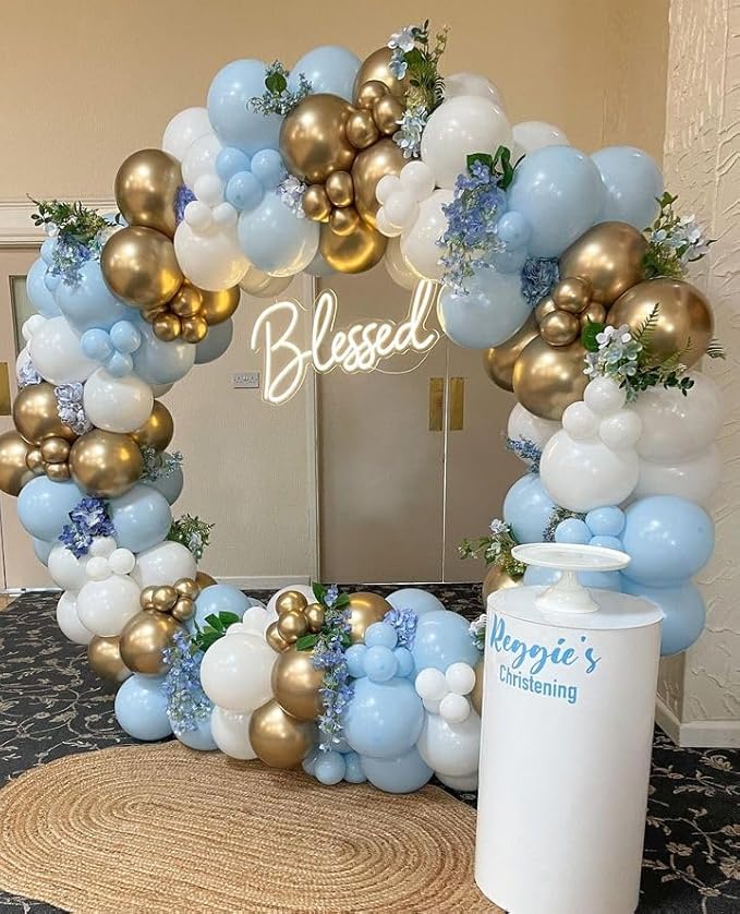 Bezente Pastel Blue Latex Party Balloons - Image 8