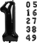 40 Inch Black Number Balloon 0-9, Big Size Happy Birthday Balloon, Foil Helium by Upgesy