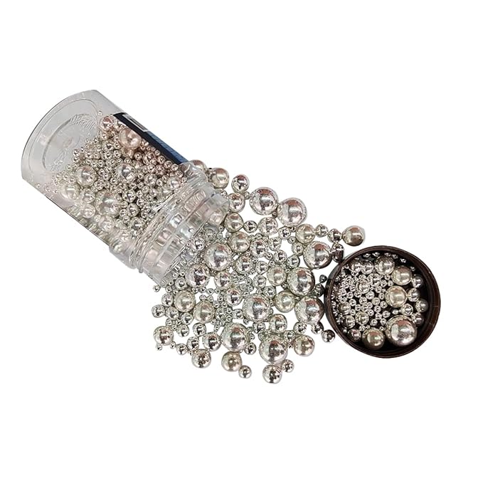 Edible Silver Sugar Pearls Candy Sprinkles 120G/ 4.23Ounce Baking Cake by Homankit