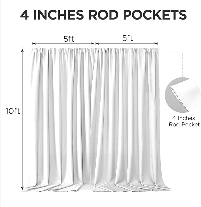 Joydeco White Curtains Backdrop - Image 5