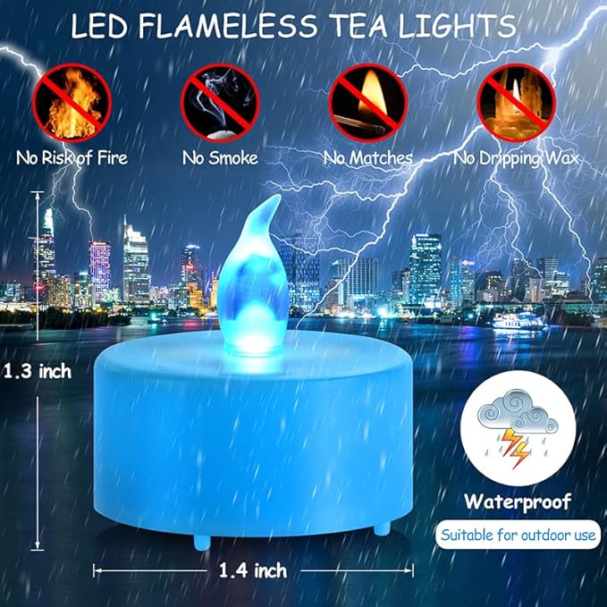 Nancia Tea Lights, Flickering Warm Yellow, 200 Hours Battery-Powered Tea Light - Image 6