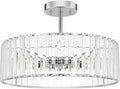 Modern Crystal Ceiling Light Fixture, Semi Flush Mount Ceiling Light, Chrome by Unknown