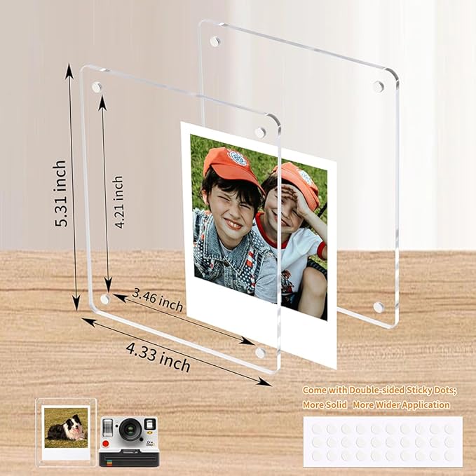 Acrylic Magnetic Refrigerator Picture Frames, 4.2"*3.46" Magnetic Fridge Clear - Image 2