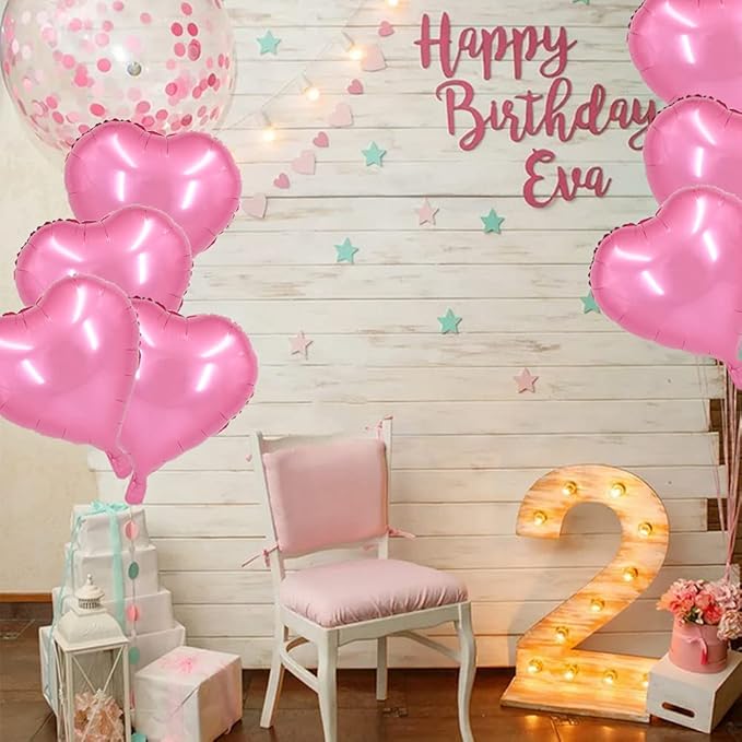BEISHIDA 30 pcs18inch Pink Heart Shape Foil Mylar Balloons - Image 6