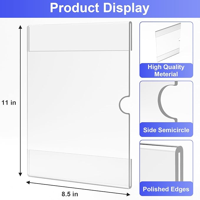 8.5x11 inches Acrylic Sign Holder Wall Mounted Portrait Nami Tape, 8 1/2 x 11 - Image 3