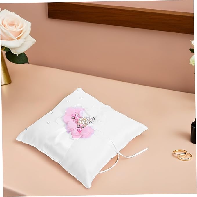 Floral Wedding Ring Bearer Pillow 20x20cm - Image 7