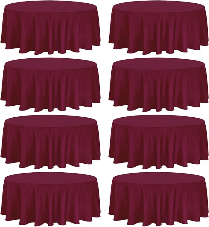 8 Pack Premium Round Tablecloth 90 Inch Round Table Covers Bulk Washable by Fivenl