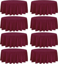 8 Pack Premium Round Tablecloth 90 Inch Round Table Covers Bulk Washable by Fivenl
