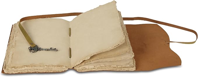 Leather Journal with Lined and Unlined Deckle Edge Paper 8x6 inch and Vintage - Image 3