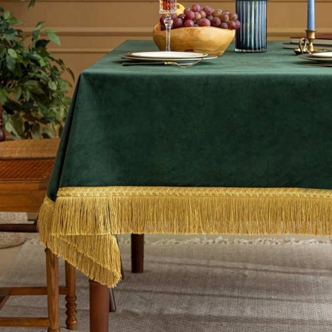 F-CHU Luxury Green Tablecloth Thickset Velvet Tablecloth by F-CHU