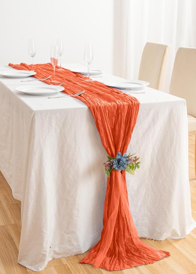 8 Pack 10Ft Orange Cheesecloth Table Runner 35x120 inch Boho Gauze Cheese - Image 6