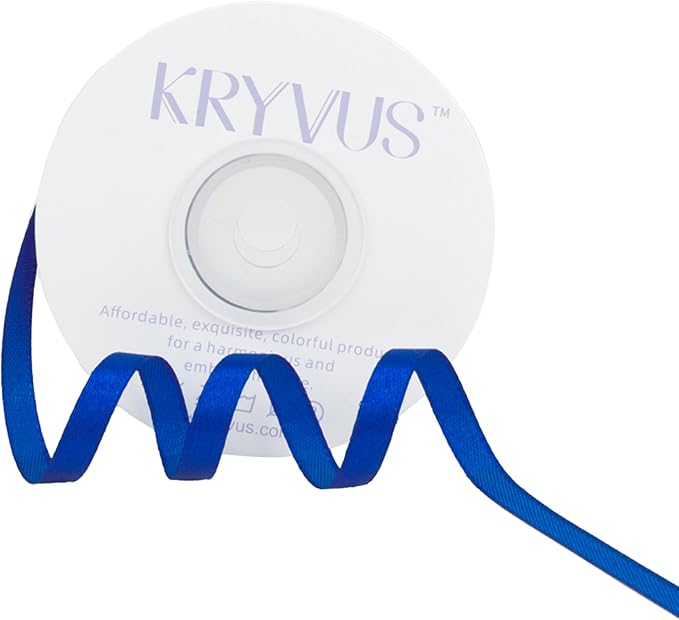 Dark Royal Blue Satin Ribbon 1/4 inch X Continuous 25 Yards, Single Face by Kryvusribbon