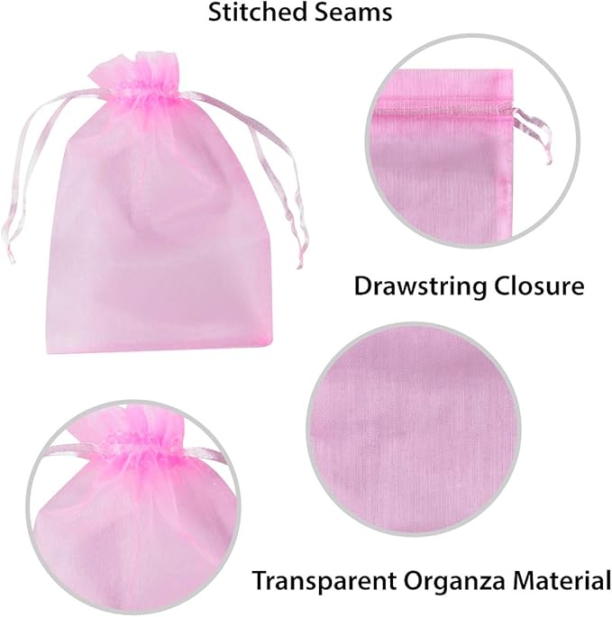 Super Z Outlet 100 Pack 4x6 Inch Mini Sheer Drawstring Organza Transparent Bags - Image 3