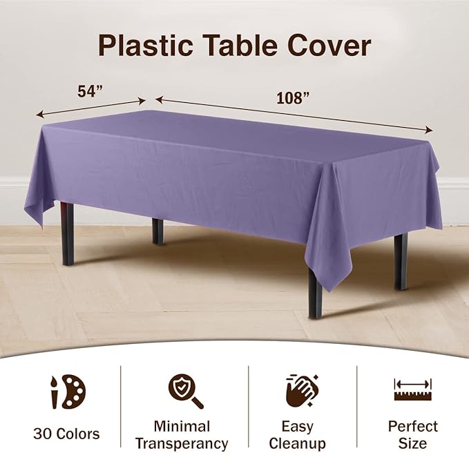 Exquisite 12-Pack Premium Plastic Tablecloth 54in. x 108in. Rectangle Table - Image 3