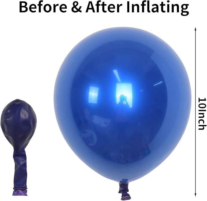 Chrome Blue Balloons, Shiny Thick Chrome Metallic Dark Blue Latex Helium - Image 3