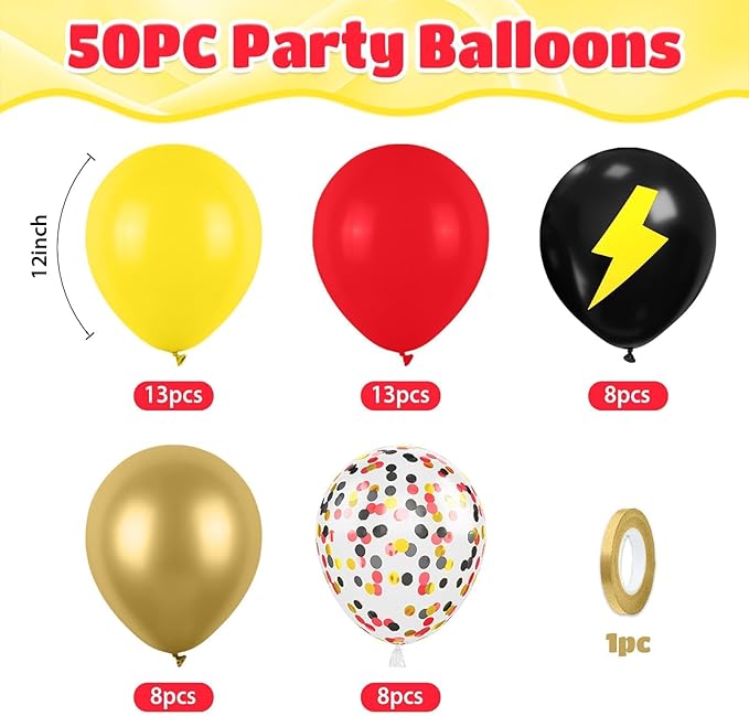 Red Yellow Black Balloons, Printed Balloon Confetti Balloon - Image 2