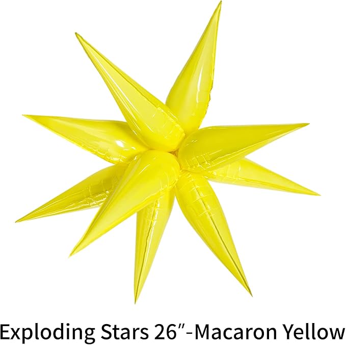 3pcs 26inch macaron yellow Star foil balloons.macaron yellow Explosion Star - Image 5