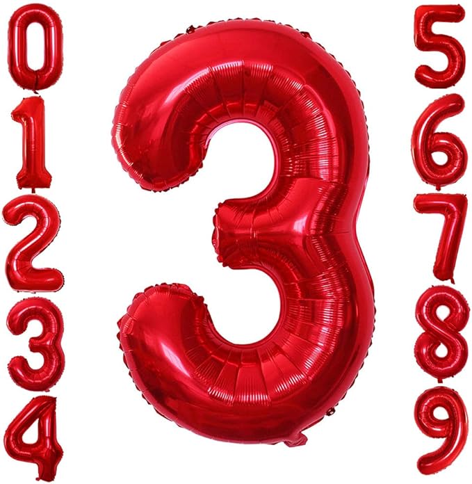 GOER Red Foil Balloons Number 1, Huge Number Balloons by GOER