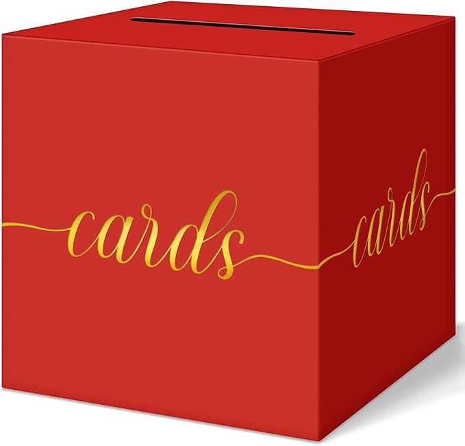 QIKSION Red Graduation Card Box, Wedding Reception, Baby Shower by QIKSION