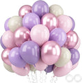 52 PCS 12 Inch Metallic Chrome Pink and Purple Latex Balloons by FEYG