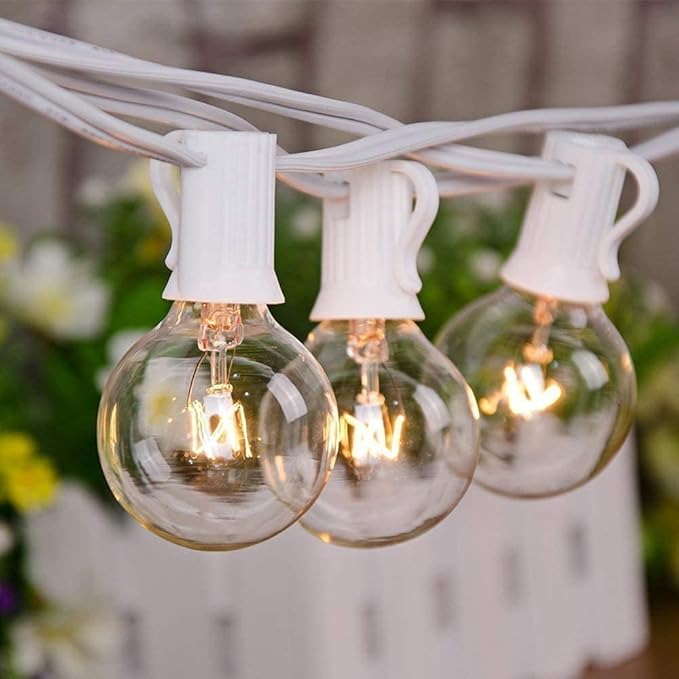 25Ft Outdoor Globe String Lights, G40 Edison String Lights by Konictom