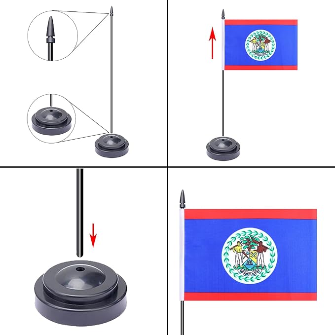WXTWK 2 Pack Belize Flag Belize Desk Flag Set - Image 4