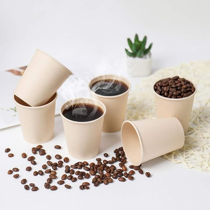 Disposable Paper Cups, Plant Fiber Brown Hot Drink Cups 160 Count 8 oz - Image 4