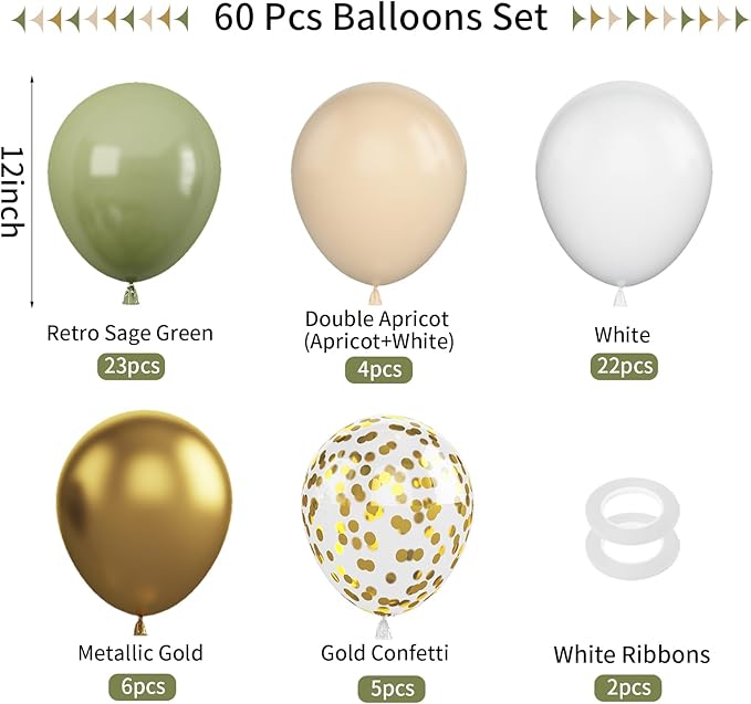 Green & Gold Balloons - Image 2