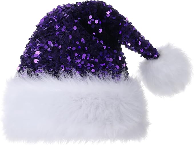 Personalized Sequin Santa Hat for Adults, Xmas Halloween New Year Holiday by Unknown