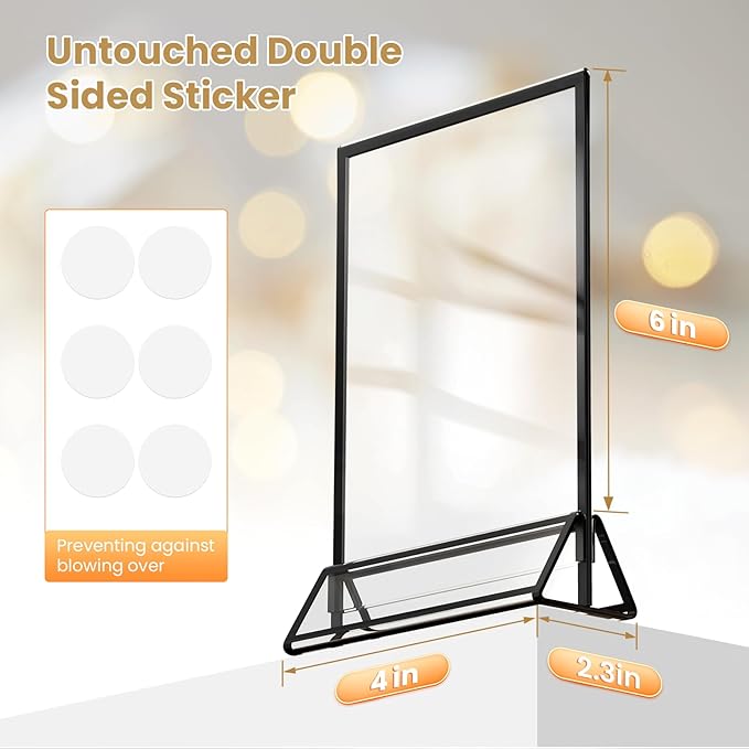 Acrylic Sign Holder 4X6 Black Picture Frame Double-Sided Acrylic Frames - Image 2