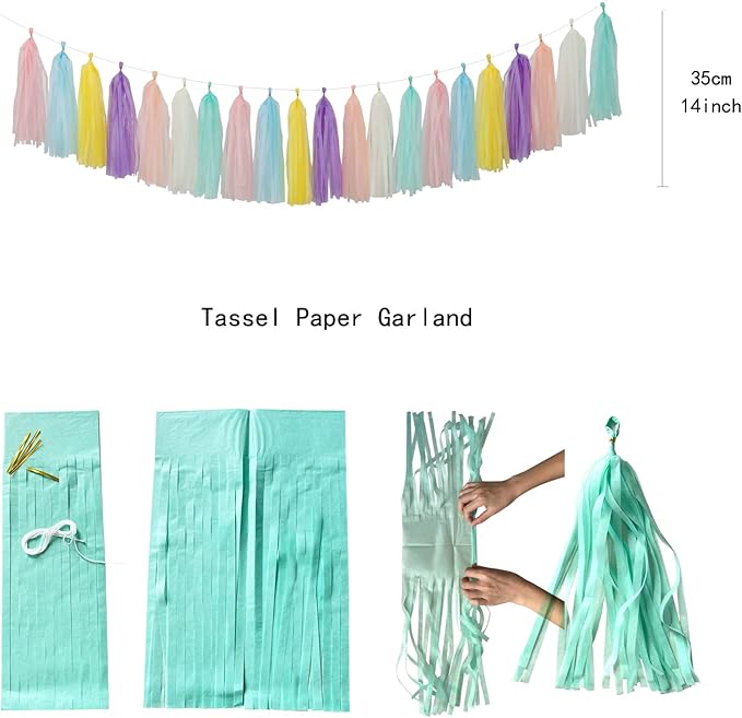 Pastel Rainbow Party-Decorations Supplies Streamers-Garland - Image 5