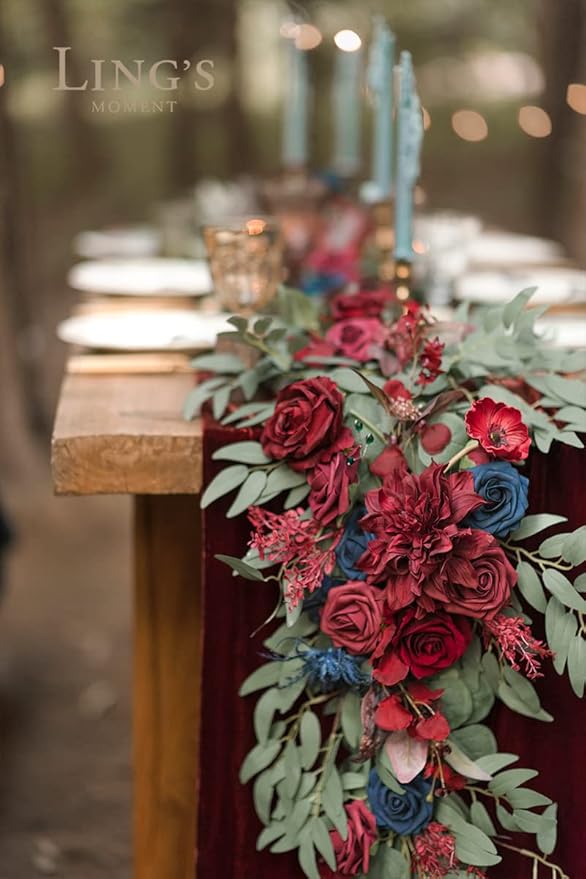 Ling's Moment Flower Garland - 6FT Eucalyptus & Rose - Sweetheart Table Decor - Image 3