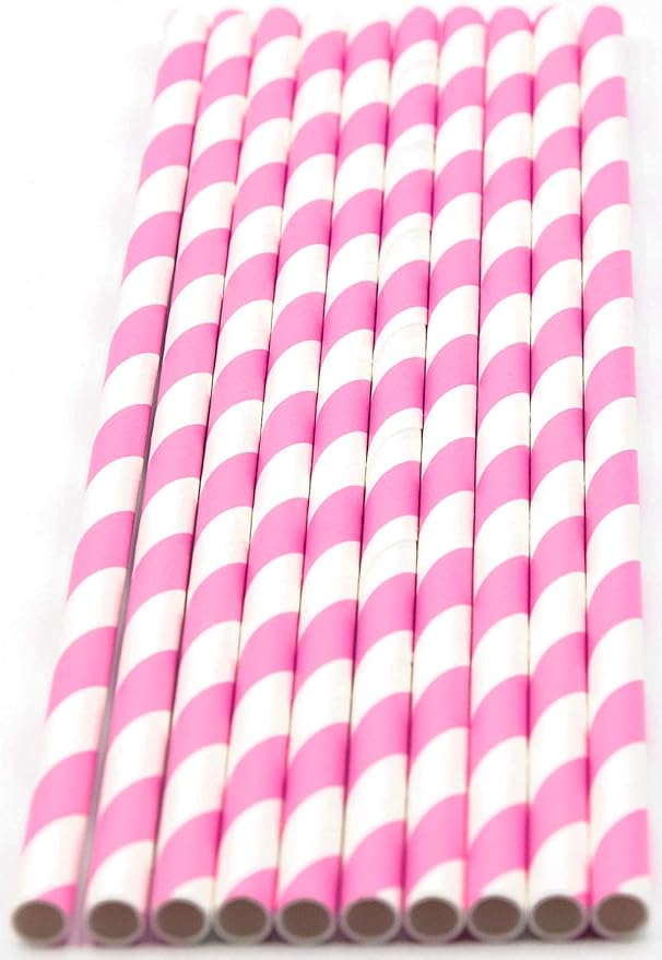 Pack of 900 Baby Pink Swirls Biodegradable 4-Ply Paper Drinking Straws - Image 2