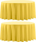 Round Tablecloth 2 Pack 90 Inch Yellow Tablecloths Washable Decorative Linen by AOCOZHomeLifeMuseum