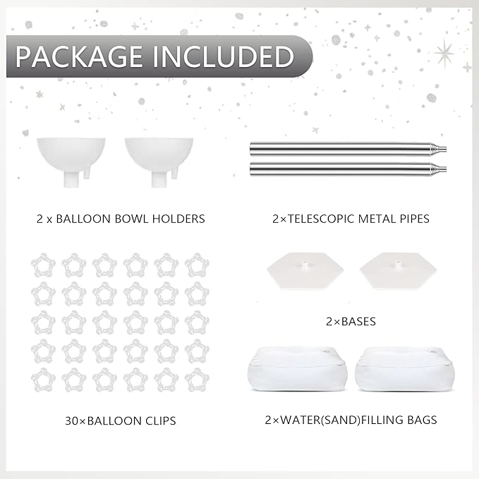 Paready Silver Balloon Column Stand Kit, 7 FT Height Adjustable Metal Balloon - Image 2