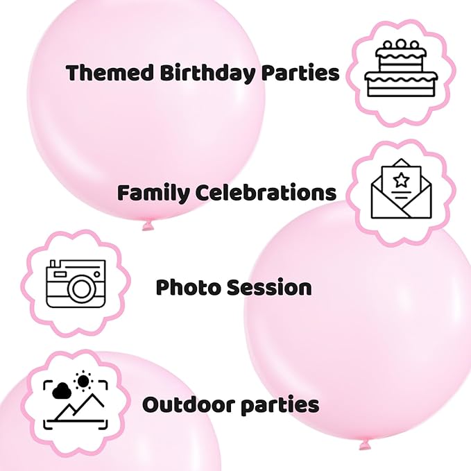 KAWKALSH Pink Balloons 9pcs 36 Inch Extra Large Big Jumbo Giant Matte Pink - Image 3